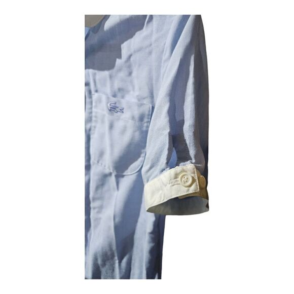 70s Vintage DAVID CRYSTAL LACOSTE Blue White Short Sleeve Dress - Size 8 - Picture 6 of 10